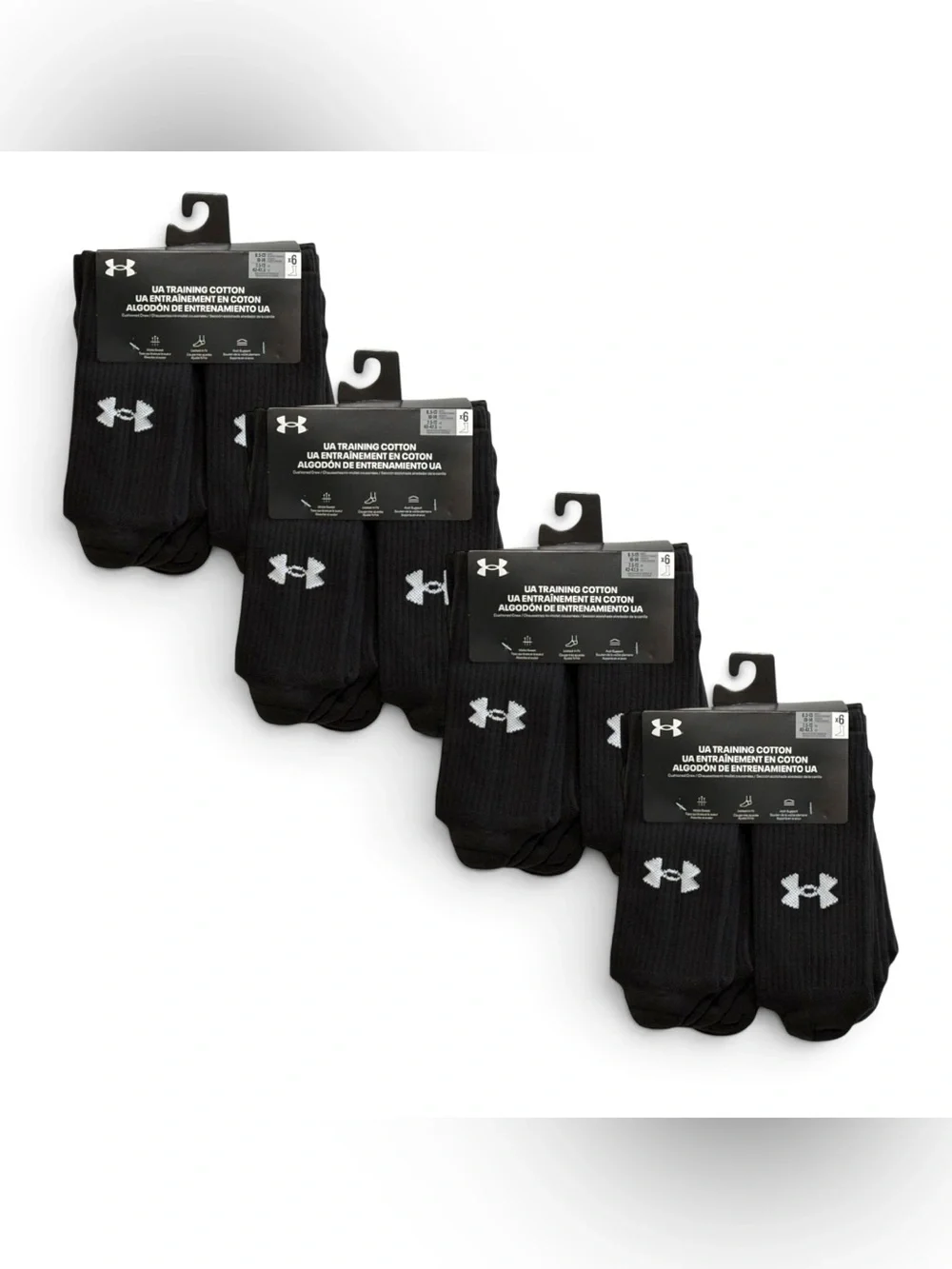 Under Armour Training cotton cushioned crew socks black 18 pairs